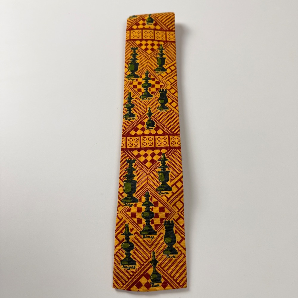 Vintage Rooster Sun Fabrics Chess Tie Square End 60's Skinny Cotton
